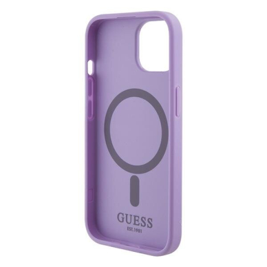 Originalus dėklas Guess GUHMP15SPSAHMCU iPhone 15 6.1  Violetinė hardcase Saffiano MagSafe 6