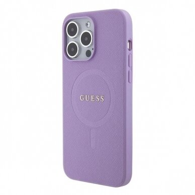 Originalus dėklas Guess GUHMP15XPSAHMCU iPhone 15 Pro Max 6.7  Violetinė hardcase Saffiano MagSafe 1