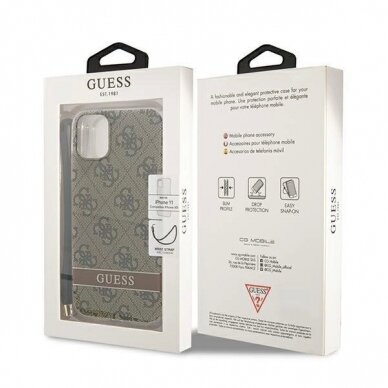 Originalus dėklas Guess GUOHCN61H4STW iPhone 11 Rudas/Rudas hardcase 4G Print Strap 7