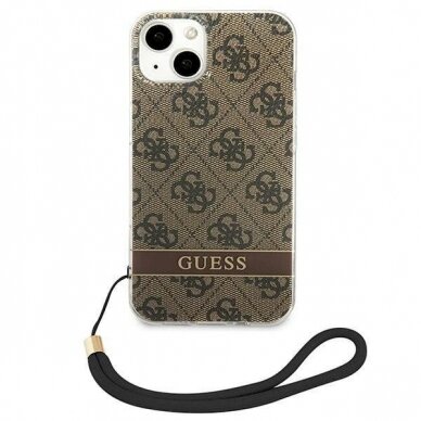 Originalus dėklas Guess GUOHCP14SH4STW iPhone 14 6.1 Rudas / Rudas hardcase 4G Print Strap 2