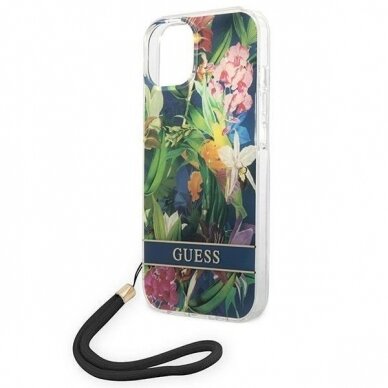 Originalus dėklas Guess GUOHCP14SHFLSB iPhone 14 6.1 Mėlynas / Mėlynas hardcase Flower Strap 4