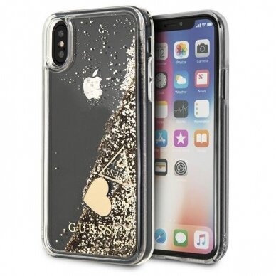 Iphone X / Xs Originalus dėklas Guess GUOHCPGLHFLGO Auksinis