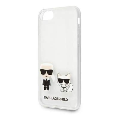 Originalus dėklas Karl Lagerfeld KLHCI8CKTR iPhone 7/8/SE 2020 / SE 2022 hardcase Permatomas Karl &amp  Choupette 2