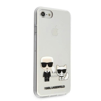 Originalus dėklas Karl Lagerfeld KLHCI8CKTR iPhone 7/8/SE 2020 / SE 2022 hardcase Permatomas Karl &amp  Choupette 4