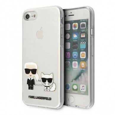 Originalus dėklas Karl Lagerfeld KLHCI8CKTR iPhone 7/8/SE 2020 / SE 2022 hardcase Permatomas Karl &amp  Choupette