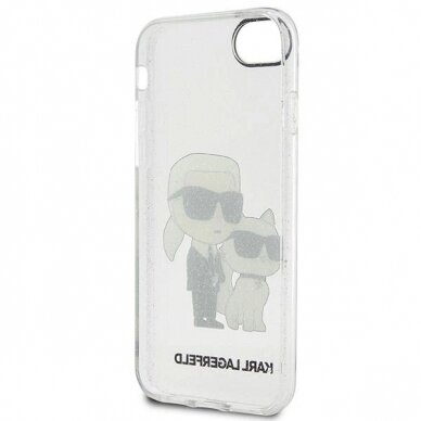 Originalus dėklas Karl Lagerfeld KLHCI8HNKCTGT iPhone 7/8/ SE 2020 / SE 2022 Permatomas hardcase Gliter Karl&amp Choupette 3