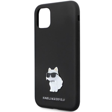 Originalus dėklas Karl Lagerfeld KLHCN61SMHCNPK case skirta iPhone 11 / Xr - Juodas Silicone C Metal Pin 5