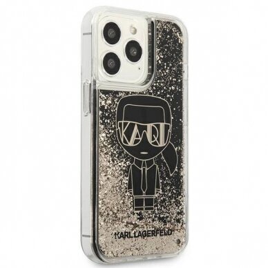 Originalus dėklas Karl Lagerfeld KLHCP13LLGGKBK iPhone 13 Pro/ 13 6,1" Juodas hardcase Liquid Glitter Gatsby 3