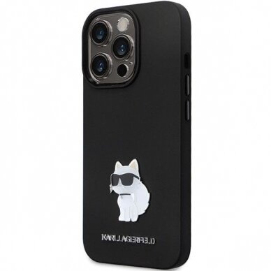 Originalus dėklas Karl Lagerfeld KLHCP13LSMHCNPK case skirta iPhone 13 Pro / 13 - Juodas Silicone C Metal Pin 1