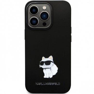 Originalus dėklas Karl Lagerfeld KLHCP13LSMHCNPK case skirta iPhone 13 Pro / 13 - Juodas Silicone C Metal Pin 2