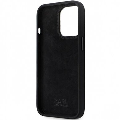 Originalus dėklas Karl Lagerfeld KLHCP13LSMHCNPK case skirta iPhone 13 Pro / 13 - Juodas Silicone C Metal Pin 6