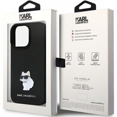 Originalus dėklas Karl Lagerfeld KLHCP13LSMHCNPK case skirta iPhone 13 Pro / 13 - Juodas Silicone C Metal Pin 7