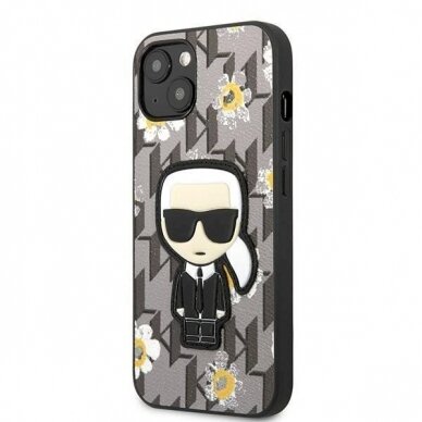 Originalus dėklas Karl Lagerfeld KLHCP13MPMNFIK1 iPhone 13 6.1  Pilkas Flower Ikonik Karl 1