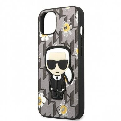 Originalus dėklas Karl Lagerfeld KLHCP13MPMNFIK1 iPhone 13 6.1  Pilkas Flower Ikonik Karl 5