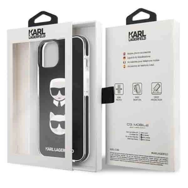 Originalus dėklas Karl Lagerfeld KLHCP13MTPE2TK iPhone 13 6,1" hardcase  Juodas Karl&Choupette Head 7