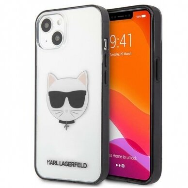 Originalus dėklas Karl Lagerfeld KLHCP13SHCHCK iPhone 13 mini 5.4 Permatomas Ikonik Choupette