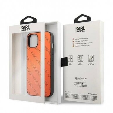 Originalus dėklas Karl Lagerfeld KLHCP13SPTLO iPhone 13 mini 5,4 hardcase Oranžinis / Oranžinis Perforated Allover 7