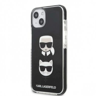 Originalus dėklas Karl Lagerfeld KLHCP13STPE2TK iPhone 13 mini 5,4 hardcase Juodas Karl &amp  Choupette Head 1