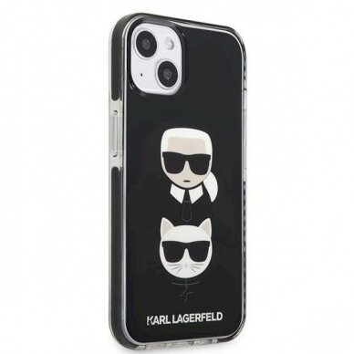 Originalus dėklas Karl Lagerfeld KLHCP13STPE2TK iPhone 13 mini 5,4 hardcase Juodas Karl &amp  Choupette Head 3