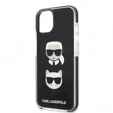 Originalus dėklas Karl Lagerfeld KLHCP13STPE2TK iPhone 13 mini 5,4 hardcase Juodas Karl &amp  Choupette Head 5