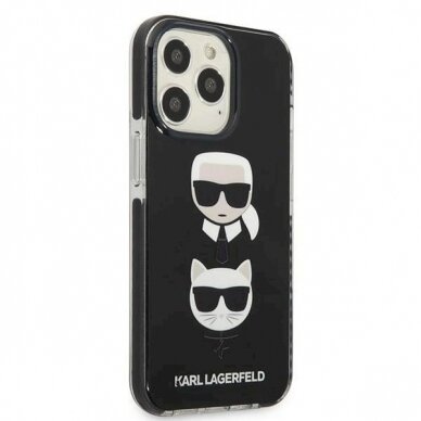 Originalus dėklas Karl Lagerfeld KLHCP13XTPE2TK iPhone 13 Pro Max 6,7" hardcase  Juodas Karl&Choupette Head 3