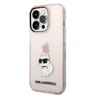 Originalus dėklas Karl Lagerfeld KLHCP14LHNCHTCP iPhone 14 Pro 6.1  rožinis/rožinis hardcase Ikonik Choupette 1