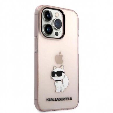 Originalus dėklas Karl Lagerfeld KLHCP14LHNCHTCP iPhone 14 Pro 6.1  rožinis/rožinis hardcase Ikonik Choupette 3