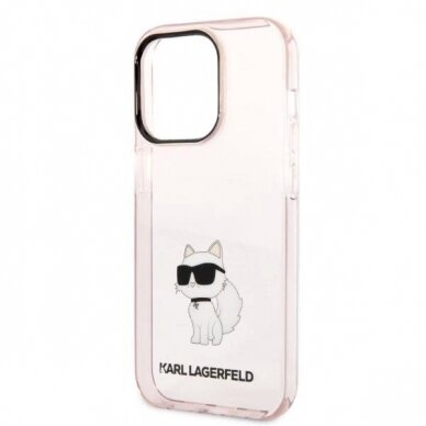 Originalus dėklas Karl Lagerfeld KLHCP14LHNCHTCP iPhone 14 Pro 6.1  rožinis/rožinis hardcase Ikonik Choupette 5