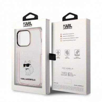 Originalus dėklas Karl Lagerfeld KLHCP14LHNCHTCP iPhone 14 Pro 6.1  rožinis/rožinis hardcase Ikonik Choupette 7