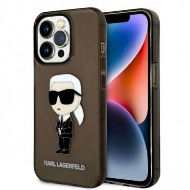 Originalus dėklas Karl Lagerfeld KLHCP14LHNIKTCK iPhone 14 Pro 6.1  Juodas hardcase Ikonik Originalus dėklas Karl Lagerfeld