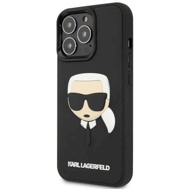 Originalus dėklas Karl Lagerfeld KLHCP14LKH3DBK iPhone 14 Pro 6.1 Juodas hardcase 3D Rubber Karl`s Head 1