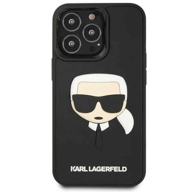 Originalus dėklas Karl Lagerfeld KLHCP14LKH3DBK iPhone 14 Pro 6.1 Juodas hardcase 3D Rubber Karl`s Head 2