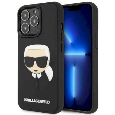 Originalus dėklas Karl Lagerfeld KLHCP14LKH3DBK iPhone 14 Pro 6.1 Juodas hardcase 3D Rubber Karl`s Head