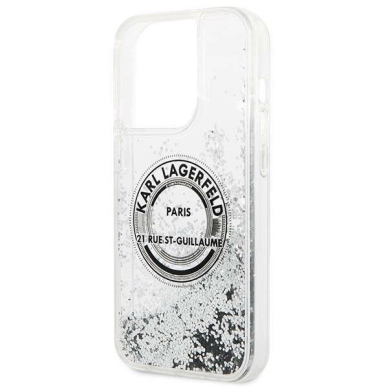 Originalus dėklas Karl Lagerfeld KLHCP14LLCRSGRS iPhone 14 Pro 6.1 "silver / silver hardcase Liquid Glitter RSG 5