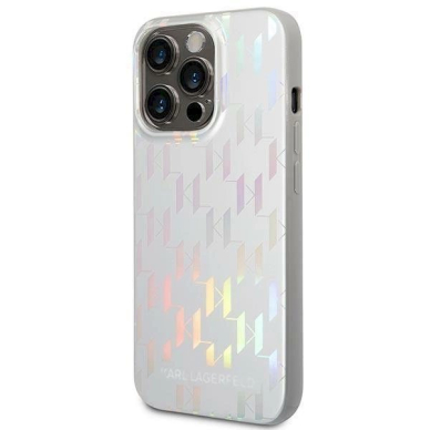 Originalus dėklas Karl Lagerfeld KLHCP14LLGMMSV3 iPhone 14 Pro 6.1 hardcase Sidabrinis Monogram Iridescent 3