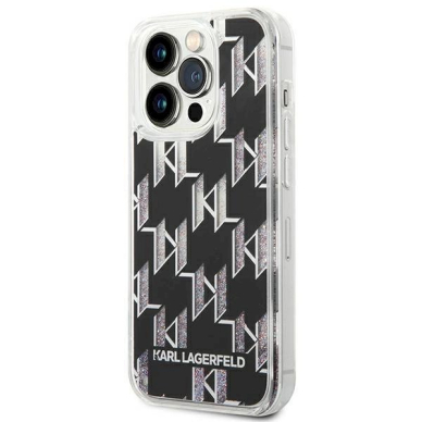 Originalus dėklas Karl Lagerfeld KLHCP14LLMNMK iPhone 14 Pro 6.1 hardcase Juodas Liquid Glitter Monogram 1