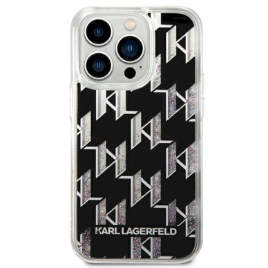 Originalus dėklas Karl Lagerfeld KLHCP14LLMNMK iPhone 14 Pro 6.1 hardcase Juodas Liquid Glitter Monogram 2