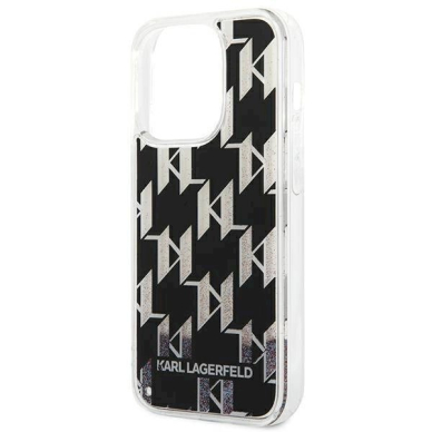 Originalus dėklas Karl Lagerfeld KLHCP14LLMNMK iPhone 14 Pro 6.1 hardcase Juodas Liquid Glitter Monogram 5