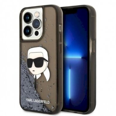 Originalus dėklas Karl Lagerfeld KLHCP14LLNKHCK iPhone 14 Pro 6.1  Juodas hardcase Glitter Karl Head