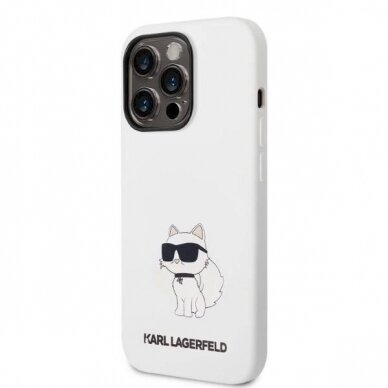 Originalus dėklas Karl Lagerfeld KLHCP14LSNCHBCH iPhone 14 Pro 6.1  hardcase Baltas/Baltas Silicone Choupette 1