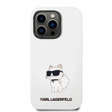 Originalus dėklas Karl Lagerfeld KLHCP14LSNCHBCH iPhone 14 Pro 6.1  hardcase Baltas/Baltas Silicone Choupette 2