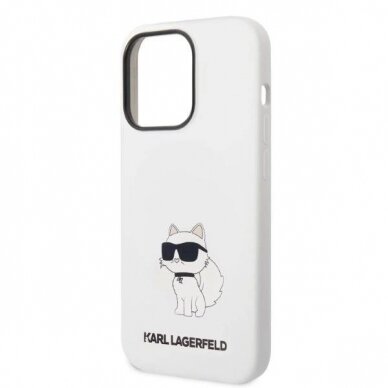 Originalus dėklas Karl Lagerfeld KLHCP14LSNCHBCH iPhone 14 Pro 6.1  hardcase Baltas/Baltas Silicone Choupette 5