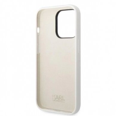 Originalus dėklas Karl Lagerfeld KLHCP14LSNCHBCH iPhone 14 Pro 6.1  hardcase Baltas/Baltas Silicone Choupette 6