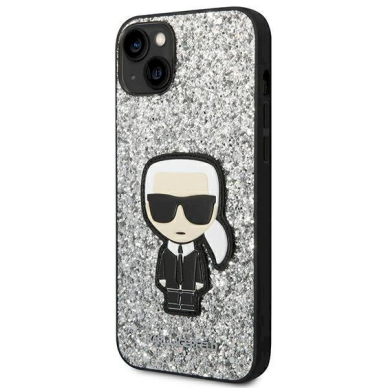 Originalus dėklas Karl Lagerfeld KLHCP14MGFKPG iPhone 14 Plus 6.7 hardcase Sidabrinis Glitter Flakes Ikonik 1