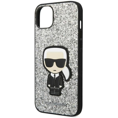 Originalus dėklas Karl Lagerfeld KLHCP14MGFKPG iPhone 14 Plus 6.7 hardcase Sidabrinis Glitter Flakes Ikonik 5