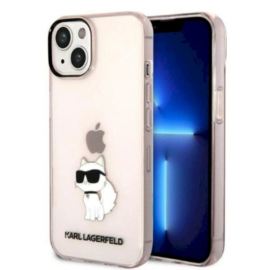 Originalus dėklas Karl Lagerfeld KLHCP14MHNCHTCP iPhone 14 Plus 6.7  rožinis/rožinis hardcase Ikonik Choupette