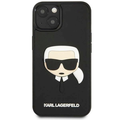 Originalus dėklas Karl Lagerfeld KLHCP14MKH3DBK iPhone 14 Plus 6.7 "Juodas hardcase 3D Rubber Karl's Head 2