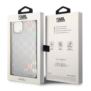 Originalus dėklas Karl Lagerfeld KLHCP14MLGMMSV3 iPhone 14 Plus 6.7 hardcase Sidabrinis Monogram Iridescent 7