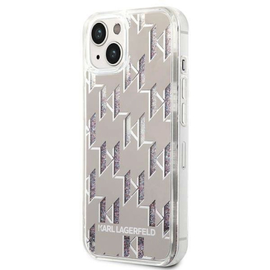 Originalus dėklas Karl Lagerfeld KLHCP14MLMNMS iPhone 14 Plus 6.7 hardcase silver / silver Liquid Glitter Monogram 1