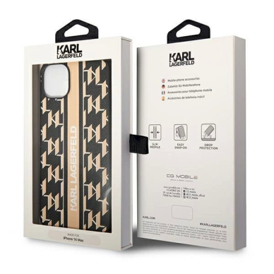 Originalus dėklas Karl Lagerfeld KLHCP14MPGKLSKW iPhone 14 Plus 6,7 hardcase Rudas / Rudas Monogram Stripe 7